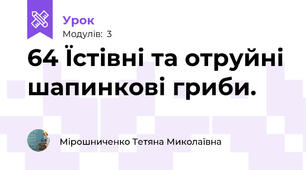 64 Їстівні та отруйні шапинкові гриби.  
