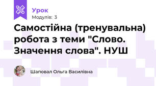 Самостійна (тренувальна) робота з теми "Слово. Значення слова". НУШ