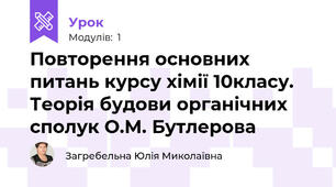 Повторення основних питань курсу хімії 10класу. Теорія будови органічних сполук О.М. Бутлерова 