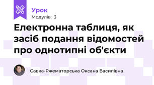 Електронна таблиця, як засіб подання відомостей про однотипні об'єкти