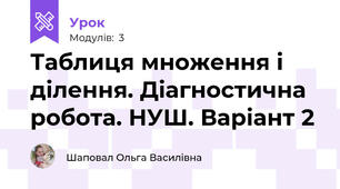 Таблиця множення і ділення. Діагностична робота. НУШ. Варіант 2