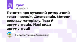 Поняття про сучасний риторичний текст Інвенція. Диспозиція. Методи викладу матеріалу. Теза й аргументація. Різні види аргументації