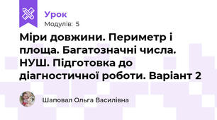 Міри довжини. Периметр і площа. Багатозначні числа. НУШ. Підготовка до діагностичної роботи. Варіант 2