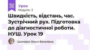 Швидкість, відстань, час. Зустрічний рух. Підготовка до діагностичної роботи. НУШ. Урок 19