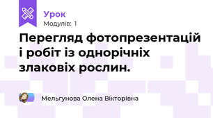 Перегляд фотопрезентацій і робіт із однорічніх злаковіх рослин.