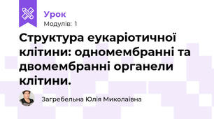 Структура еукаріотичної клітини: одномембранні та двомембранні органели клітини.
