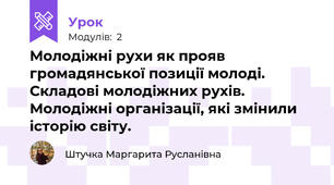 Молодіжні рухи як прояв громадянської позиції молоді. Складові молодіжних рухів. Молодіжні організації, які змінили історію світу. 