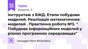 Інструктаж з БЖД. Етапи побудови моделей. Реалізація математичних моделей . Практична робота №3. " Побудова інформаційних моделей у різних програмних середовищах"