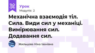 Механічна взаємодія тіл. Сила. Види сил у механіці. Вимірювання сил. Додавання сил.