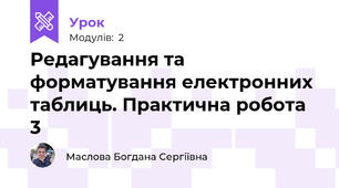Редагування та форматування електронних таблиць. Практична робота 3