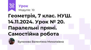 Геометрія, 7 клас. НУШ. 14.11.2024. Урок № 20. Паралельні прямі. Самостійна робота