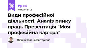 Види професійної діяльності. Аналіз ринку праці. Презентація "Моя професійна кар'єра"