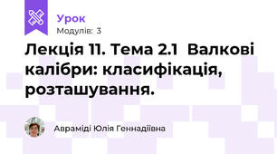 Лекція 11. Тема 2.1  Валкові калібри: класифікація, розташування.