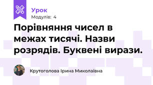 Порівняння чисел в межах тисячі. Назви розрядів. Буквені вирази.