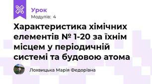Характеристика хімічних елементів № 1-20 за їхнім місцем у періодичній системі та будовою атома