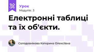 Електронні таблиці та їх об'єкти.