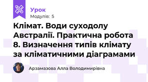 Клімат. Води суходолу Австралії. Практична робота 8. Визначення типів клімату за кліматичними діаграмами