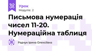 Письмова нумерація чисел 11-20. Нумераційна таблиця