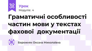 Граматичні особливості частин мови у текстах фахової  документації