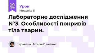 Лабораторне дослідження №3. Особливості покривів тіла тварин.