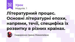 Літературний процес. Основні літературні епохи, напрями, течії, специфіка їх розвитку в різних країнах.