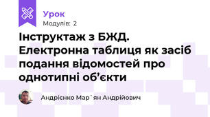 Інструктаж з БЖД. Електронна таблиця як засіб подання відомостей про однотипні об’єкти