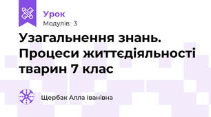 Узагальнення знань. Процеси життєдіяльності тварин 7 клас