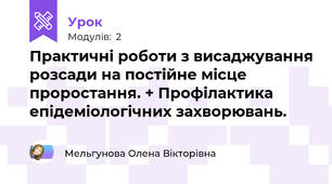 Практичні роботи з висаджування розсади на постійне місце проростання. + Профілактика епідеміологічних захворювань.