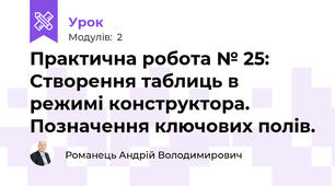 Практична робота № 25: Створення таблиць в режимі конструктора. Позначення ключових полів.