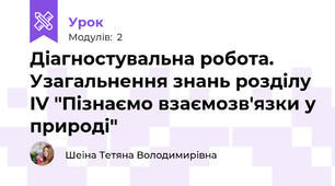 Діагностувальна робота. Узагальнення знань розділу IV "Пізнаємо взаємозв'язки у природі"