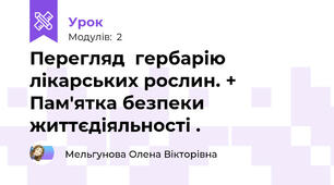 Перегляд  гербарію лікарських рослин. + Пам'ятка безпеки  життєдіяльності .