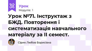 Урок №71. Інструктаж з БЖД. Повторення і систематизація навчального матеріалу за ІІ семест.