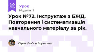 Урок №72. Інструктаж з БЖД. Повторення і систематизація навчального матеріалу за рік.