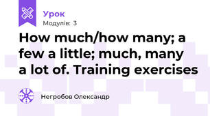 How much/how many; a few a little; much, many  a lot of. Training exercises
