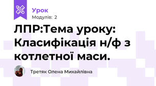 ЛПР:Тема уроку: Класифікація н/ф з котлетної маси.