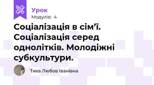 Соціалізація в сім’ї. Соціалізація серед однолітків. Молодіжні субкультури. 