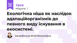 Екологічна ніша як наслідок адапаційорганізмів до певного виду існування в екосистемі.