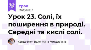 Урок 23. Солі, їх поширення в природі. Середні та кислі солі.