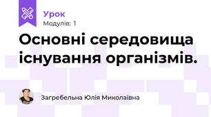 Основні середовища існування організмів.