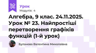Алгебра, 9 клас. 24.11.2025. Урок № 23. Найпростіші перетворення графіків функцій (1-й урок)