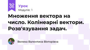 Множення вектора на число. Колінеарні вектори. Розв'язування задач.