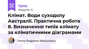 Клімат. Води суходолу Австралії. Практична робота 8. Визначення типів клімату за кліматичними діаграмами