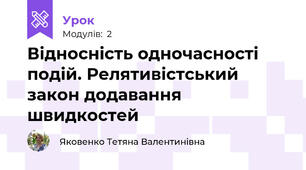 Відносність одночасності подій. Релятивістський закон додавання швидкостей