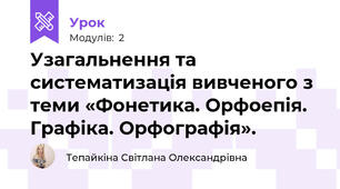 Узагальнення та систематизація вивченого з теми «Фонетика. Орфоепія. Графіка. Орфографія».