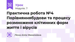 Практична робота №4 Порівняннябудови та процесу розмноженя клітинних форм життя і вірусів