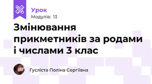 Змінювання прикметників за родами і числами 3 клас