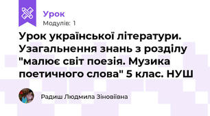 Урок української літератури. Узагальнення знань з розділу "малює світ поезія. Музика поетичного слова" 5 клас. НУШ  