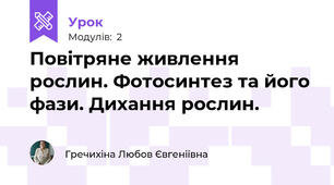Повітряне живлення рослин. Фотосинтез та його фази. Дихання рослин.