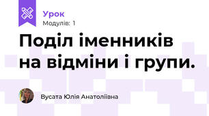Поділ іменників на відміни і групи.