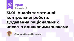31.01  Аналіз тематичної контрольної роботи.  Додавання раціональних  чисел  з однаковими знаками